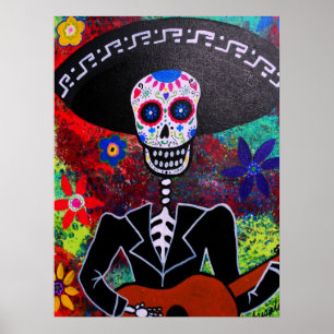 Póster Día de los muertos en Mariachi Poster