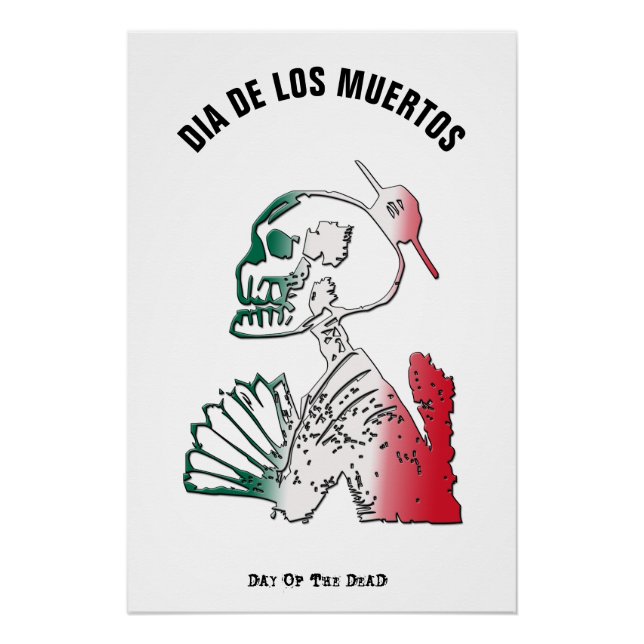 Póster Día de los Muertos, esqueleto del Día de los Muert (Anverso)