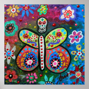Póster Dia de los Muertos mariposa