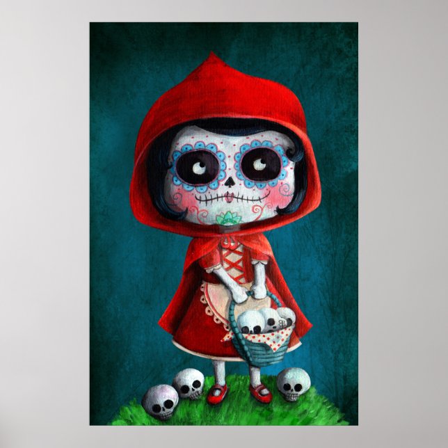 Póster Dia de los Muertos Pequeña Caperucita Roja (Frente)