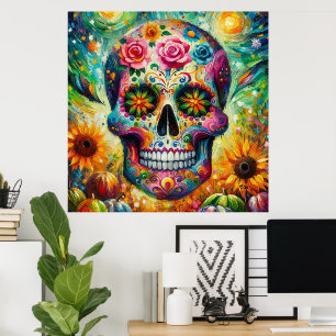 Póster Día de los muertos por la caída del azúcar