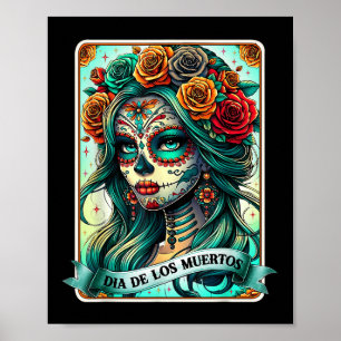Póster Día De Los Muertos Rosa Mujer Flor Día De Los De