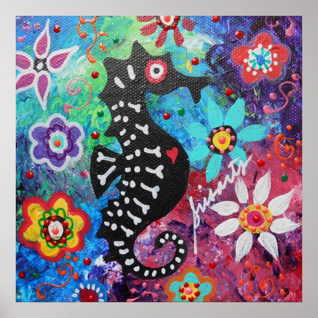 Póster Dia de los Muertos Seahorse (Frente)