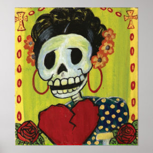 Póster dia de los muertos skeleton lady print