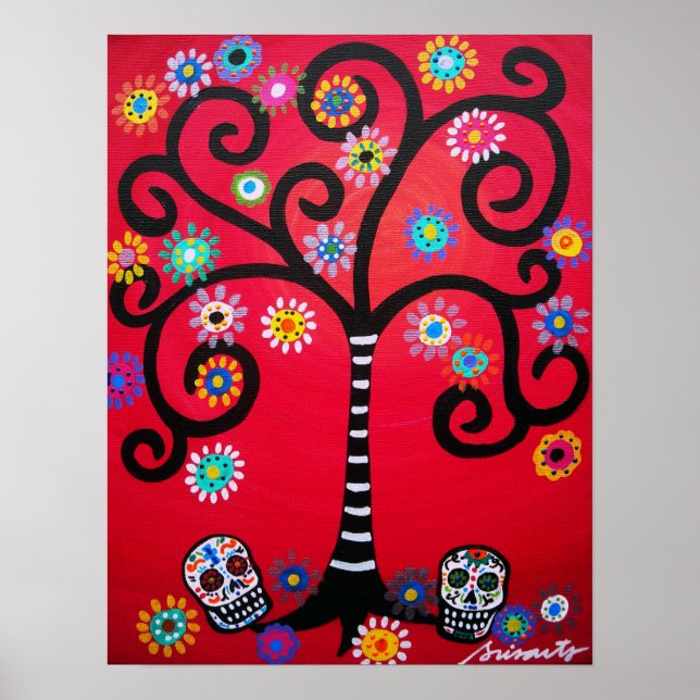 Póster dia de los muertos skulls (Frente)
