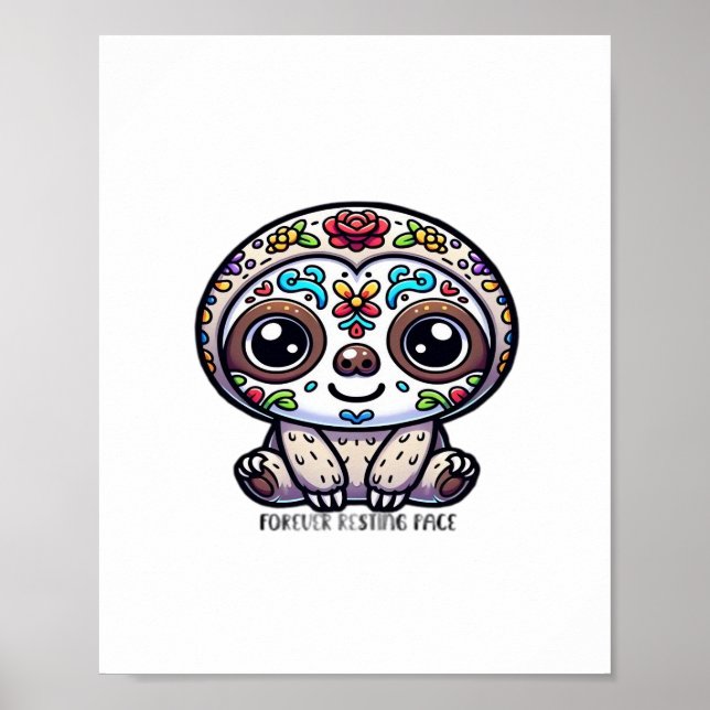 Póster Dia De Los Muertos Sloth Active T-Shirt (Frente)
