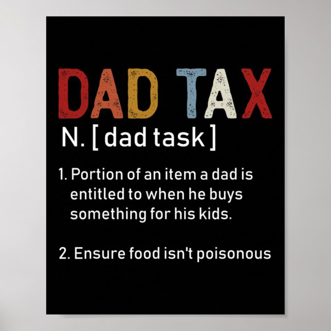Póster Día de los Padres Sarcásticos de Impuestos de Papá (Frente)