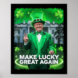 Póster Día de los Patrocinadores Trump Gorra Leprechaun