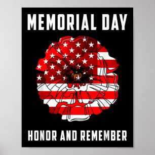 Póster Día de los Veteranos Flor de Amapola Roja Usa Día