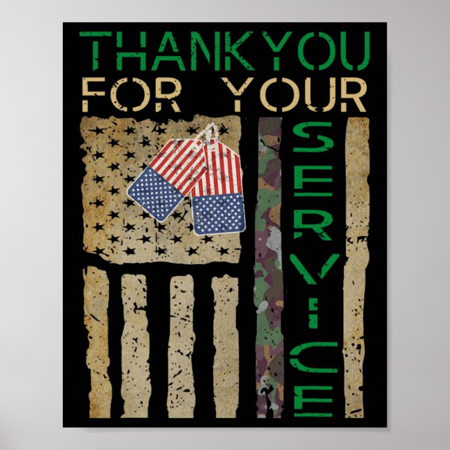 Póster Día de los Veteranos Gracias por su Servicio Solda (Frente)