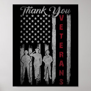 Póster Día de los Veteranos Gracias Veteranos Orgullosos 