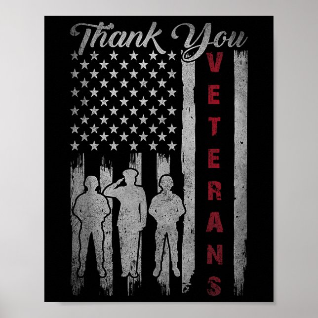 Póster Día de los Veteranos Gracias Veteranos Orgullosos  (Frente)