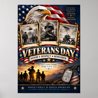 Póster Día de los Veteranos Honrar Recordar Respeto Patri