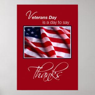 Póster Día de los Veteranos Patriótico Bandera Americana 