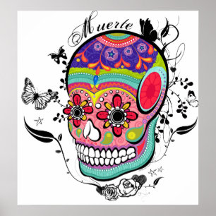 Póster Día de Muerte del cráneo muerto