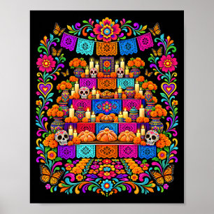 Póster Día de muerto ofrenda día de los muertos calavera 