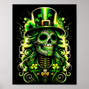 Póster Día de Muertos del Duende del Día de San Patricio