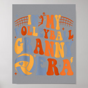 Póster Día de partido de voleibol Granny Vibes Groovy