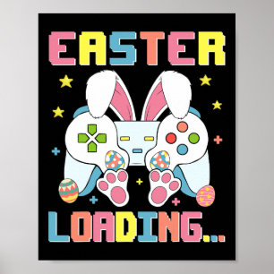Póster Día de Pascua Bunny Easter Cargando Videojuego Boy
