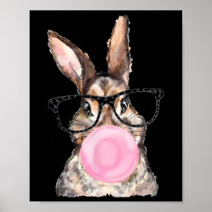 Póster Día de Pascua Cara de conejito lindo con chicas de