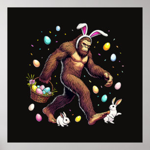 Póster Día de Pascua de Bigfoot Divertido Sasquatch