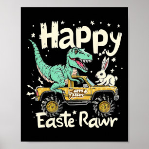 Póster Día de Pascua Dinosaurio Gracioso Feliz Oeste T Re