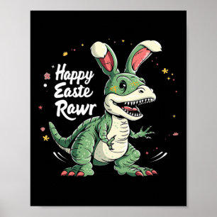 Póster Día de Pascua Dinosaurio Gracioso Feliz Oeste T Re