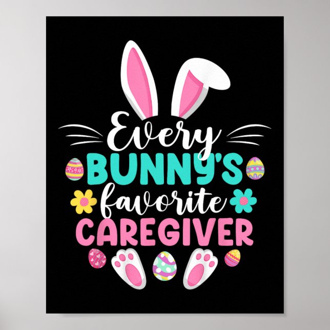 Póster Día de Pascua Divertido de cada conejita (Frente)