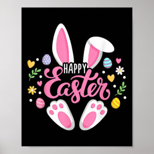 Póster Día de Pascua en Conejo Dorado Huevos niños Chicas