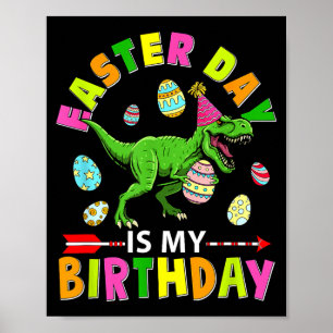 Póster Día de Pascua Es Mi Cumpleaños T-rex Chocolate Col