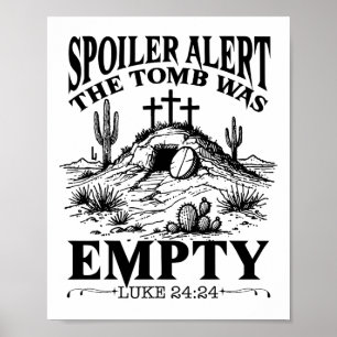 Póster Día de Pascua Religiosa Cristiana Tumba de Alerta
