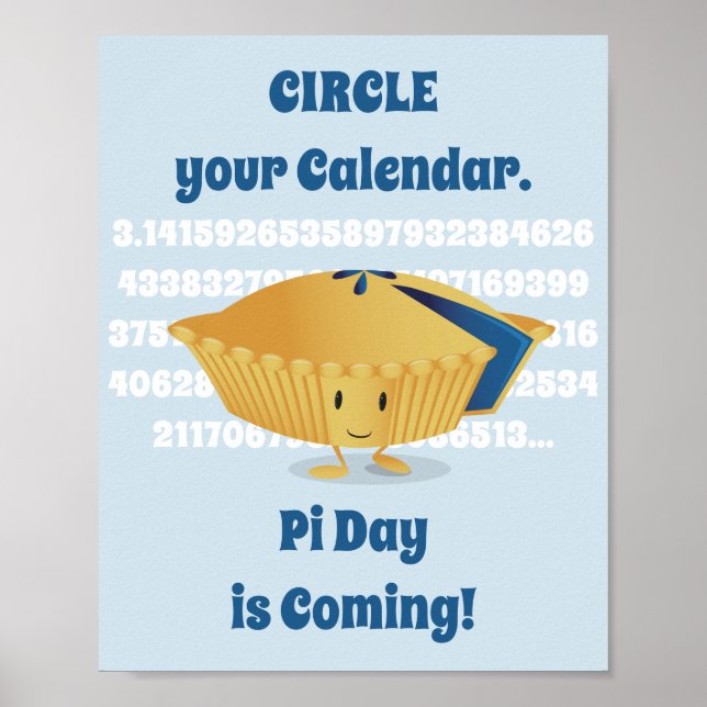 Póster Día de Pi de Cute Blueberry (Frente)