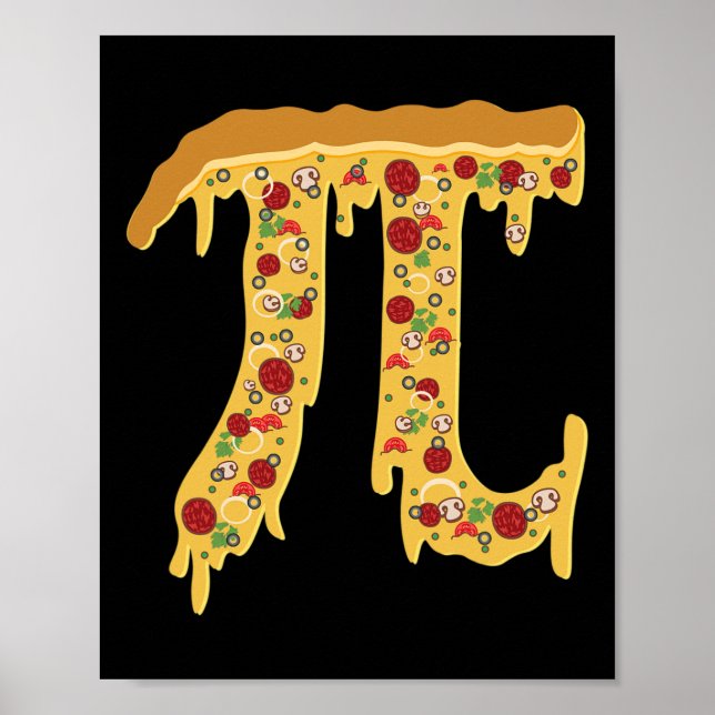 Póster Día De Pi Divertido Nerdy Pizza Pi 3.14 Símbolo Ma (Frente)