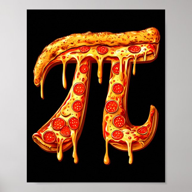 Póster Día de Pi Símbolo de Pi Pizza Divertida Comida Mat (Frente)