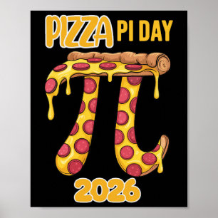Póster Día de Pizza Pi 2026 Retro Profesor de Matemáticas