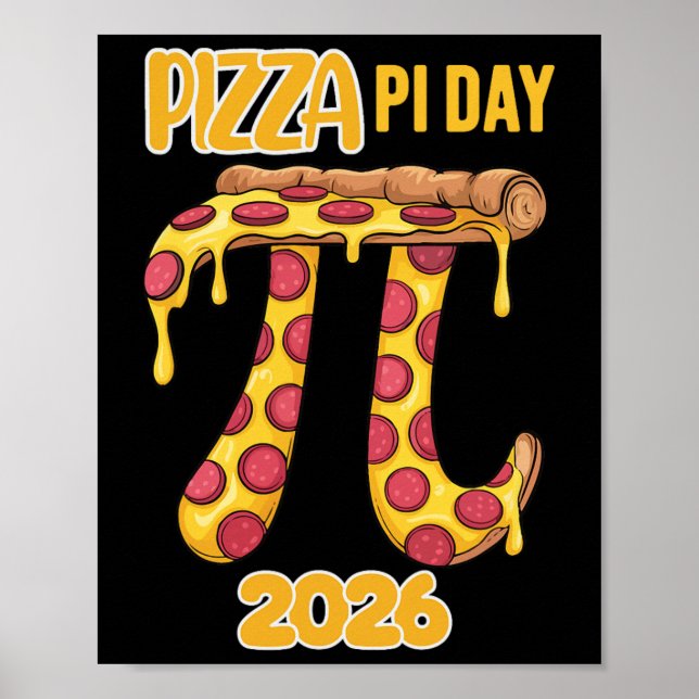 Póster Día de Pizza Pi 2026 Retro Profesor de Matemáticas (Frente)