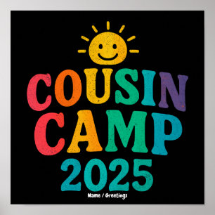 Póster Día de Primos 2025 Diversión de Camping en Vacacio
