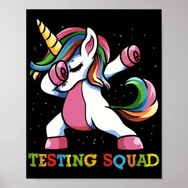Póster Día de prueba Dabbing Unicorn Pruebas Chicas de es (Frente)