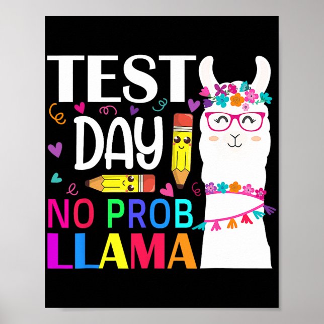 Póster Día de prueba de día No Prob Llama Profesora (Frente)