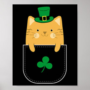 Póster Día de San Patricio Amante de gatos irlandés