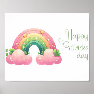 Póster Día de San Patricio arcoíris lindo