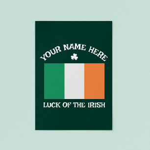 Póster Día de San Patricio Bandera de Irlanda Nombre Pers