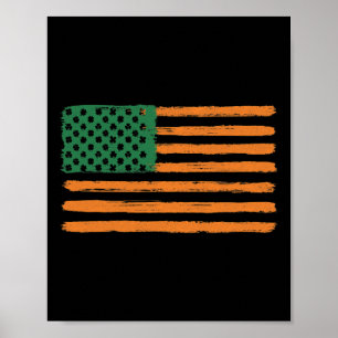Póster Día de San Patricio Bandera irlandesa americana EE