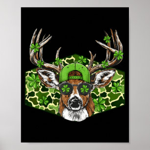 Póster Día de San Patricio Camuflaje Ciervo Suerte Caza I