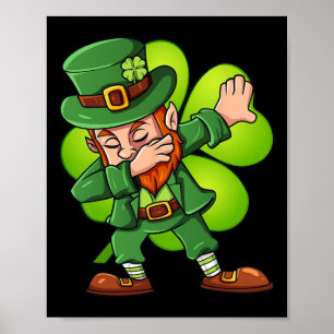 Póster Día de San Patricio Dabbing Leprechaun Clover Boys