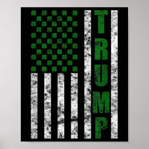 Póster Día de San Patricio de la Bandera Americana Trump