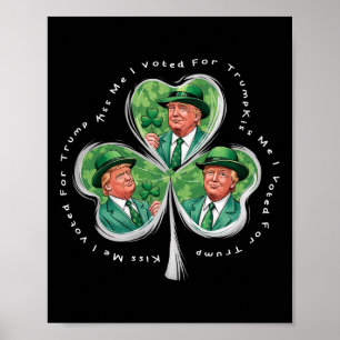 Póster Día de San Patricio de Trump 2025 Divertido Bésame