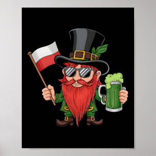 Póster Día de San Patricio divertido bandera de Polonia