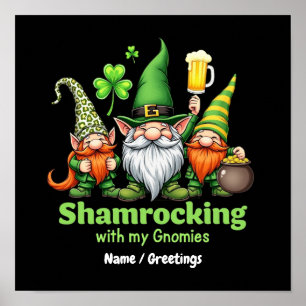 Póster Día de San Patricio divertido con mis gnomitos