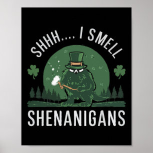 Póster Día de San Patricio Divertido Shhh Huelo Travesura